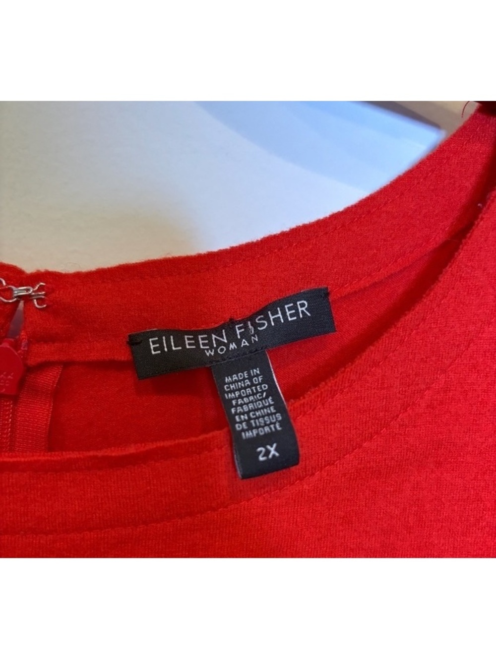 Eileen Fisher Woman Boiled Wool Jersey Shift Dress Red Poppy 2X Sleeveless - Picture 5 of 5